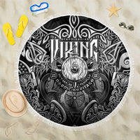 Scandinavian Viking Beach Blanket Norse Warrior Sigil - Helmet and Battle Axes