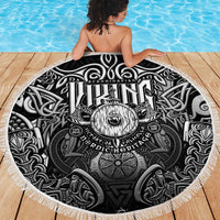 Scandinavian Viking Beach Blanket Norse Warrior Sigil - Helmet and Battle Axes