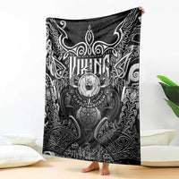 Scandinavian Viking Blanket Norse Warrior Sigil - Helmet and Battle Axes
