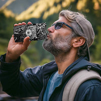 Scandinavian Viking 4 in 1 Can Cooler Tumbler Norse Warrior Sigil - Helmet and Battle Axes