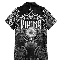 Scandinavian Viking Family Matching Short Sleeve Bodycon Dress and Hawaiian Shirt Norse Warrior Sigil - Helmet and Battle Axes