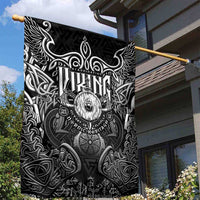 Scandinavian Viking Garden Flag Norse Warrior Sigil - Helmet and Battle Axes