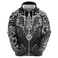 Scandinavian Viking Hoodie Norse Warrior Sigil - Helmet and Battle Axes