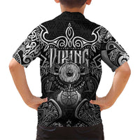 Scandinavian Viking Kid Hawaiian Shirt Norse Warrior Sigil - Helmet and Battle Axes