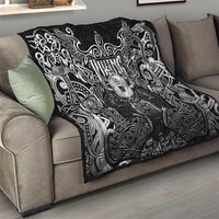 Scandinavian Viking Quilt Norse Warrior Sigil - Helmet and Battle Axes