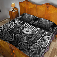 Scandinavian Viking Quilt Bed Set Norse Warrior Sigil - Helmet and Battle Axes