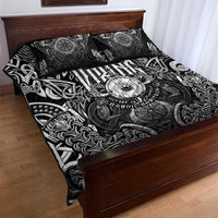 Scandinavian Viking Quilt Bed Set Norse Warrior Sigil - Helmet and Battle Axes