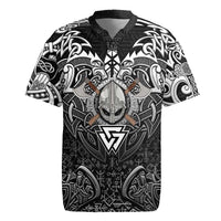 Scandinavian Viking Rugby Jersey Norse Warrior Sigil - Helmet and Battle Axes