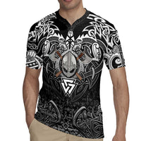 Scandinavian Viking Rugby Jersey Norse Warrior Sigil - Helmet and Battle Axes