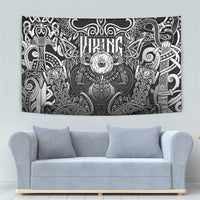 Scandinavian Viking Tapestry Norse Warrior Sigil - Helmet and Battle Axes