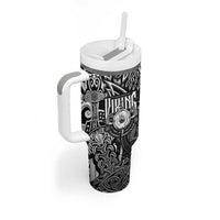 Scandinavian Viking Tumbler With Handle Norse Warrior Sigil - Helmet and Battle Axes