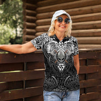 Scandinavian Viking Women Polo Shirt Norse Warrior Sigil - Helmet and Battle Axes