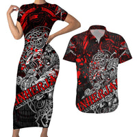 Einherjar Valhalla Couples Matching Short Sleeve Bodycon Dress and Hawaiian Shirt Viking Warrior Rage Style