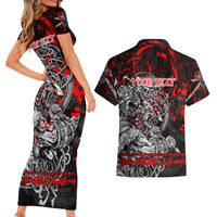 Einherjar Valhalla Couples Matching Short Sleeve Bodycon Dress and Hawaiian Shirt Viking Warrior Rage Style