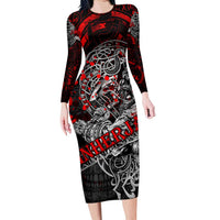 Einherjar Valhalla Family Matching Long Sleeve Bodycon Dress and Hawaiian Shirt Viking Warrior Rage Style