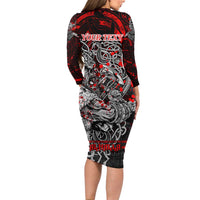 Einherjar Valhalla Family Matching Long Sleeve Bodycon Dress and Hawaiian Shirt Viking Warrior Rage Style