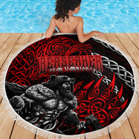 Berserker Bear Warrior Viking Beach Blanket Tribal Strength and Runic Blood