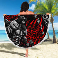 Berserker Bear Warrior Viking Beach Blanket Tribal Strength and Runic Blood