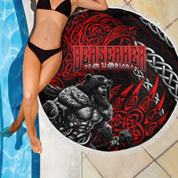 Berserker Bear Warrior Viking Beach Blanket Tribal Strength and Runic Blood