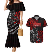 Berserker Bear Warrior Viking Couples Matching Mermaid Dress and Hawaiian Shirt Tribal Strength and Runic Blood