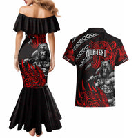 Berserker Bear Warrior Viking Couples Matching Mermaid Dress and Hawaiian Shirt Tribal Strength and Runic Blood