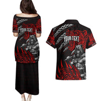Berserker Bear Warrior Viking Couples Matching Puletasi and Hawaiian Shirt Tribal Strength and Runic Blood
