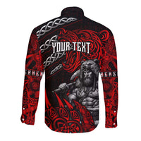 Berserker Bear Warrior Viking Long Sleeve Button Shirt Tribal Strength and Runic Blood