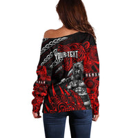 Berserker Bear Warrior Viking Off Shoulder Sweater Tribal Strength and Runic Blood