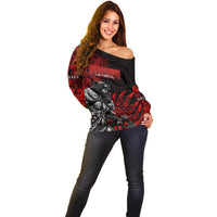 Berserker Bear Warrior Viking Off Shoulder Sweater Tribal Strength and Runic Blood