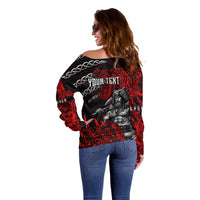 Berserker Bear Warrior Viking Off Shoulder Sweater Tribal Strength and Runic Blood