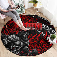 Berserker Bear Warrior Viking Round Carpet Tribal Strength and Runic Blood