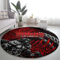 Berserker Bear Warrior Viking Round Carpet Tribal Strength and Runic Blood