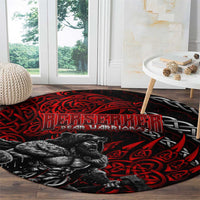 Berserker Bear Warrior Viking Round Carpet Tribal Strength and Runic Blood