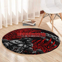 Berserker Bear Warrior Viking Round Carpet Tribal Strength and Runic Blood