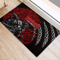 Berserker Bear Warrior Viking Rubber Doormat Tribal Strength and Runic Blood