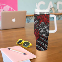 Berserker Bear Warrior Viking Tumbler With Handle Tribal Strength and Runic Blood