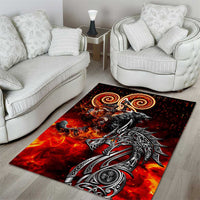 Ulfhednar Wofl Warrior Viking Area Rug Runes Norse Mythology Fire