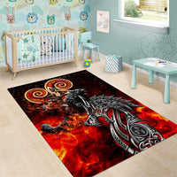 Ulfhednar Wofl Warrior Viking Area Rug Runes Norse Mythology Fire