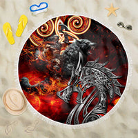 Ulfhednar Wofl Warrior Viking Beach Blanket Runes Norse Mythology Fire