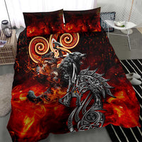 Ulfhednar Wofl Warrior Viking Bedding Set Runes Norse Mythology Fire