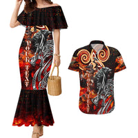 Ulfhednar Wofl Warrior Viking Couples Matching Mermaid Dress and Hawaiian Shirt Runes Norse Mythology Fire