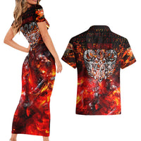 Ulfhednar Wofl Warrior Viking Couples Matching Short Sleeve Bodycon Dress and Hawaiian Shirt Runes Norse Mythology Fire
