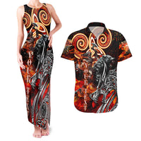 Ulfhednar Wofl Warrior Viking Couples Matching Tank Maxi Dress and Hawaiian Shirt Runes Norse Mythology Fire