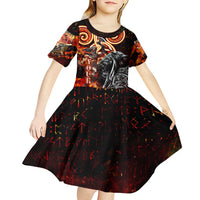 Ulfhednar Wofl Warrior Viking Kid Short Sleeve Dress Runes Norse Mythology Fire