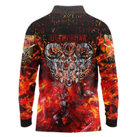 Ulfhednar Wofl Warrior Viking Long Sleeve Polo Shirt Runes Norse Mythology Fire