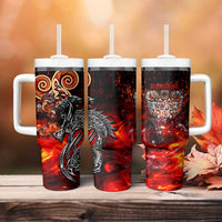 Ulfhednar Wofl Warrior Viking Tumbler With Handle Runes Norse Mythology Fire