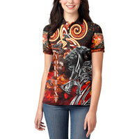 Ulfhednar Wofl Warrior Viking Women Polo Shirt Runes Norse Mythology Fire