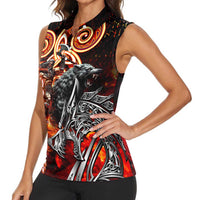 Ulfhednar Wofl Warrior Viking Women Sleeveless Polo Shirt Runes Norse Mythology Fire