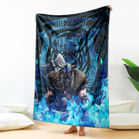 Jofurr Boar Warrior Viking Blanket Frost Viking Runes Blue Flame
