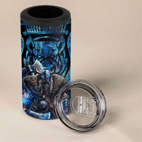 Jofurr Boar Warrior Viking 4 in 1 Can Cooler Tumbler Frost Viking Runes Blue Flame